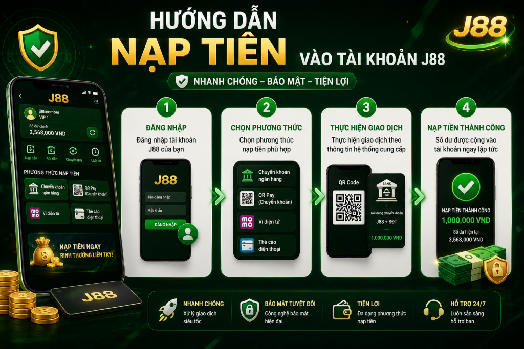 Hướng dẫn nạp tiền vào tài khoản J88